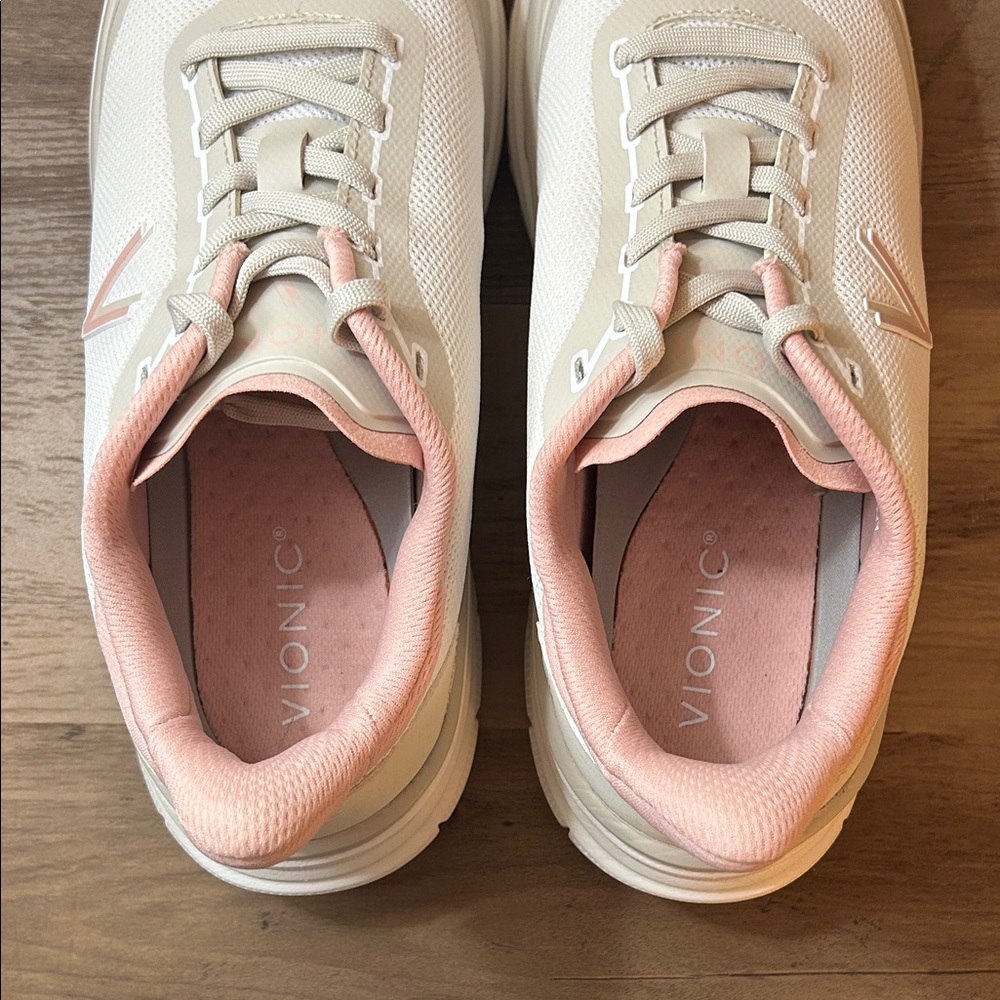 Vionic Women's Sneakers in White, Pink, Tan - Picture 7 of 9